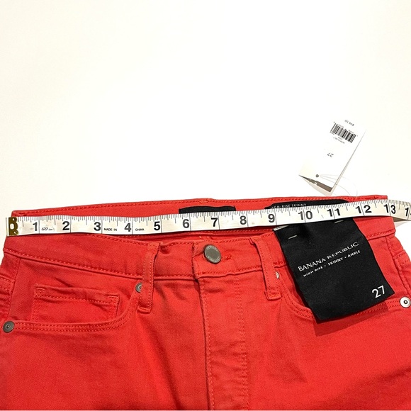 ✨Banana Republic Orange High Rise Skinny Raw Hem Ankle Jeans Size 27 🎃 🍁 🍂 - Picture 15 of 16
